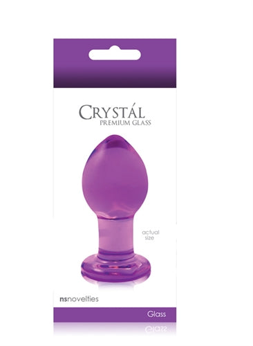 Crystal Premium Glass Plug - Medium - Clear Purple NSN0701-25