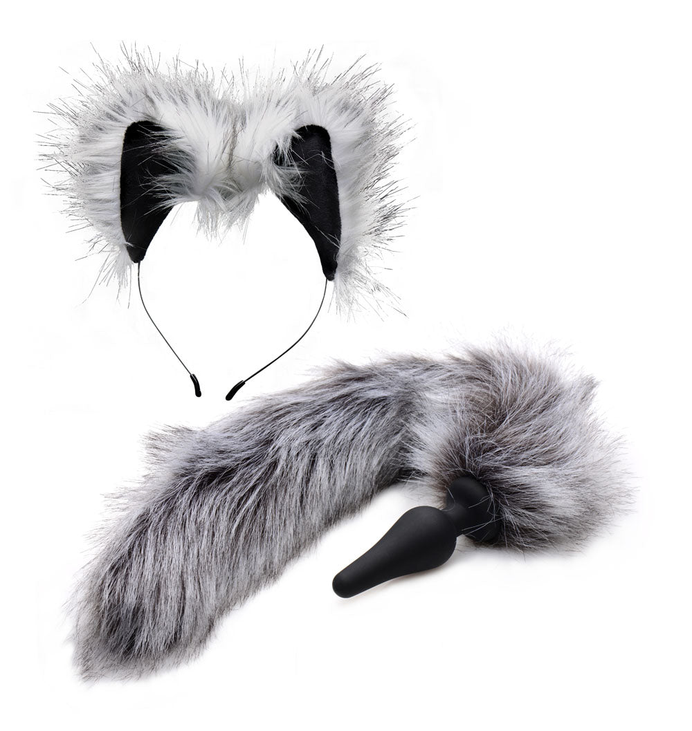 Grey Wolf Tail Anal Plug and Ears Set TZ-AF602