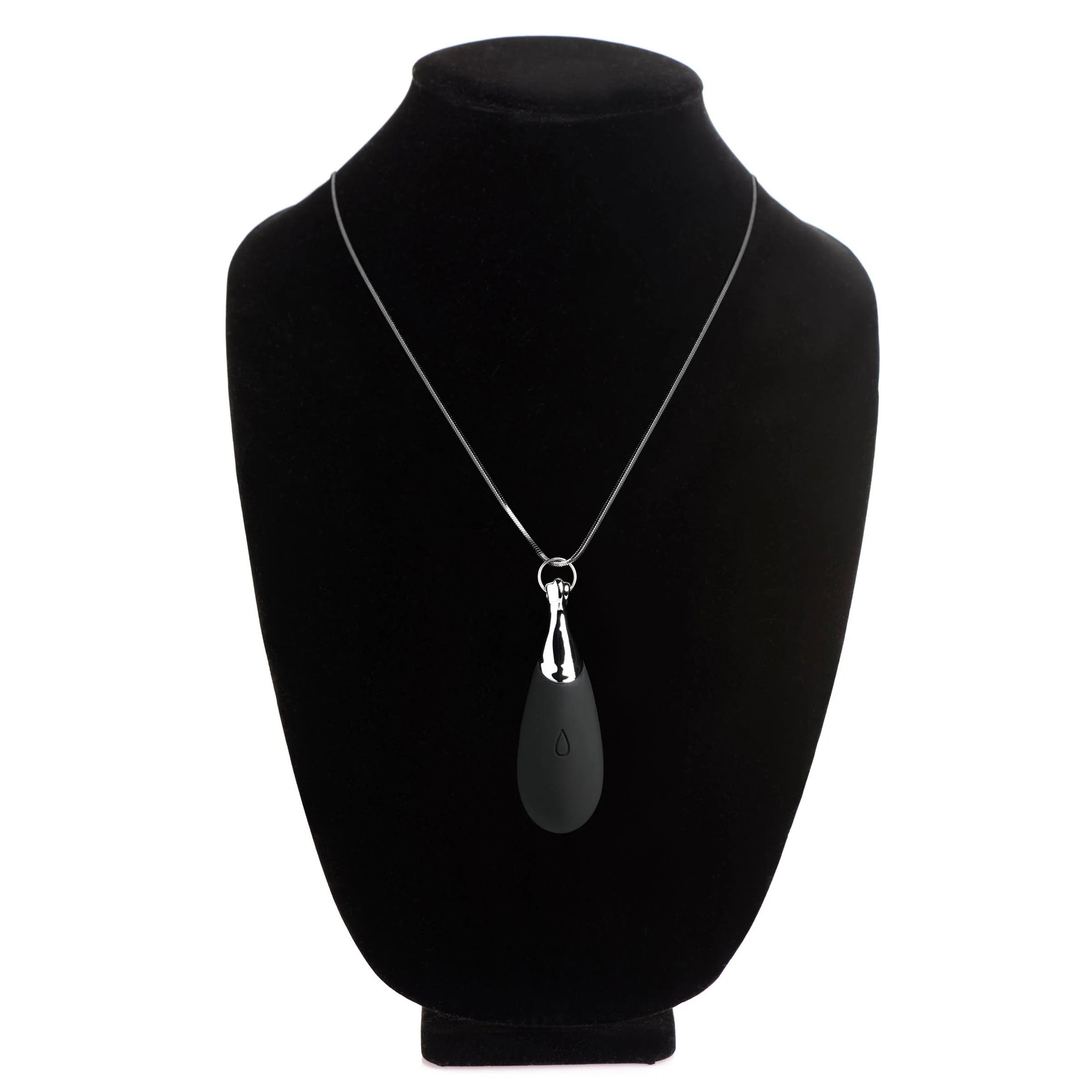 10x Vibrating Silicone Teardrop Necklace - Black CH-AH103