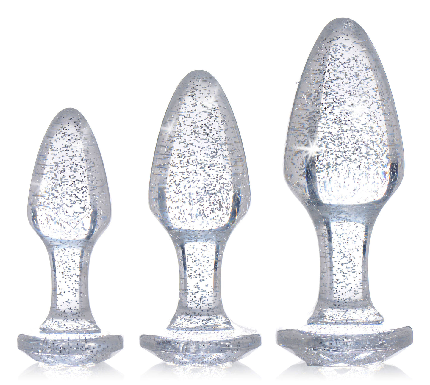 Glitter Gem Anal Plug Set - Silver BTYS-AG587-SIL